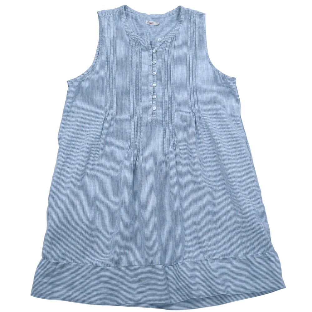 Faherty Striped Linen Sleeveless Pintuck Shift Dress XL Preppy Caual Resortwear